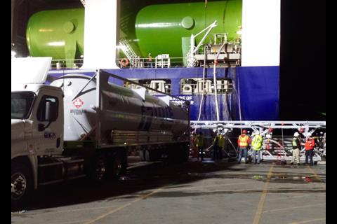 Bunkering one of Tote's Marlin class LNG-fuelled newbuild containerships in Puerto Rico